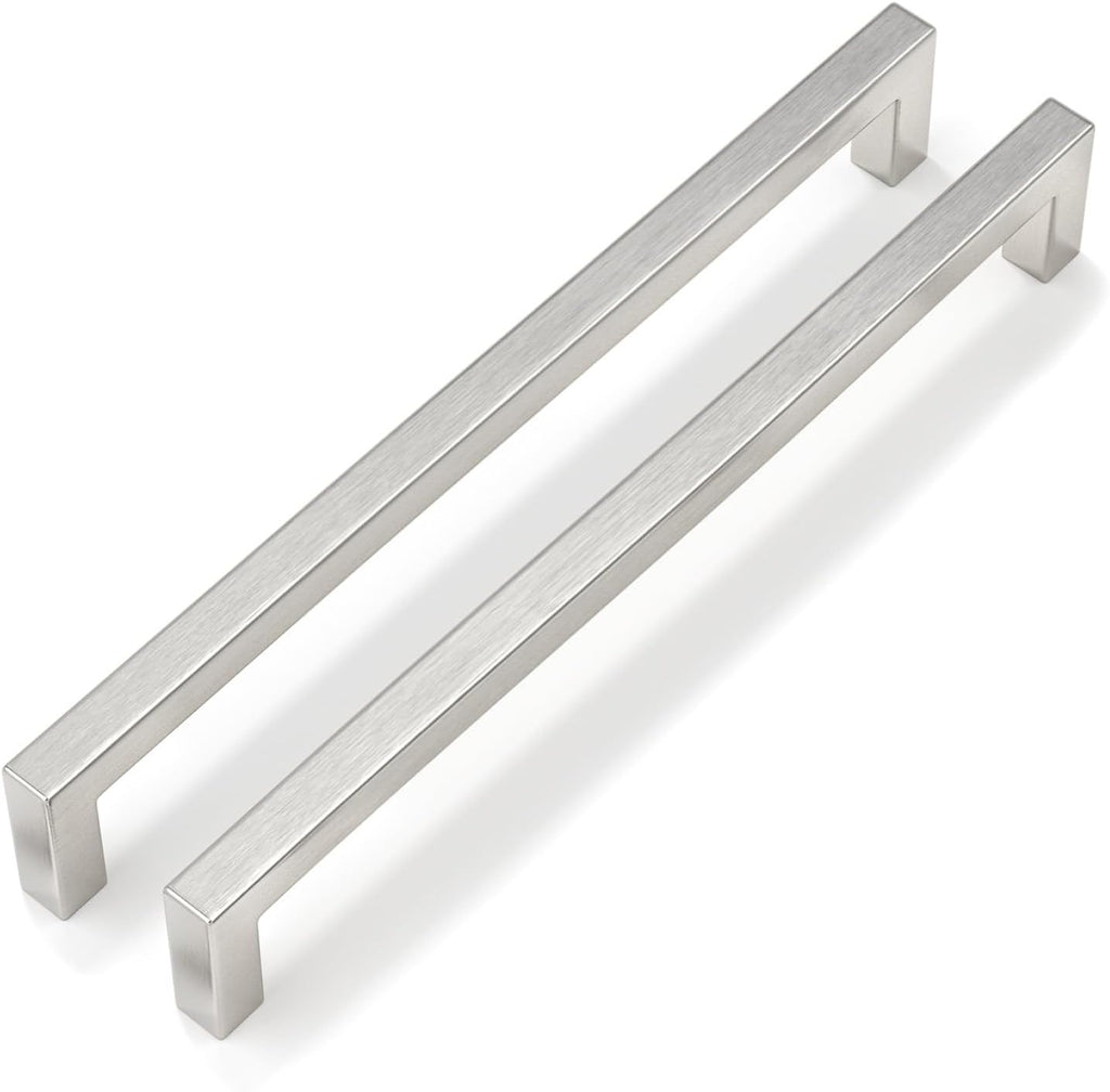 Goldenwarm 50 Pack 10 Inch Brushed Nickel Cabinet Pulls Square Drawer Handles Silver Kitchen Hardware Cupboard Dresser