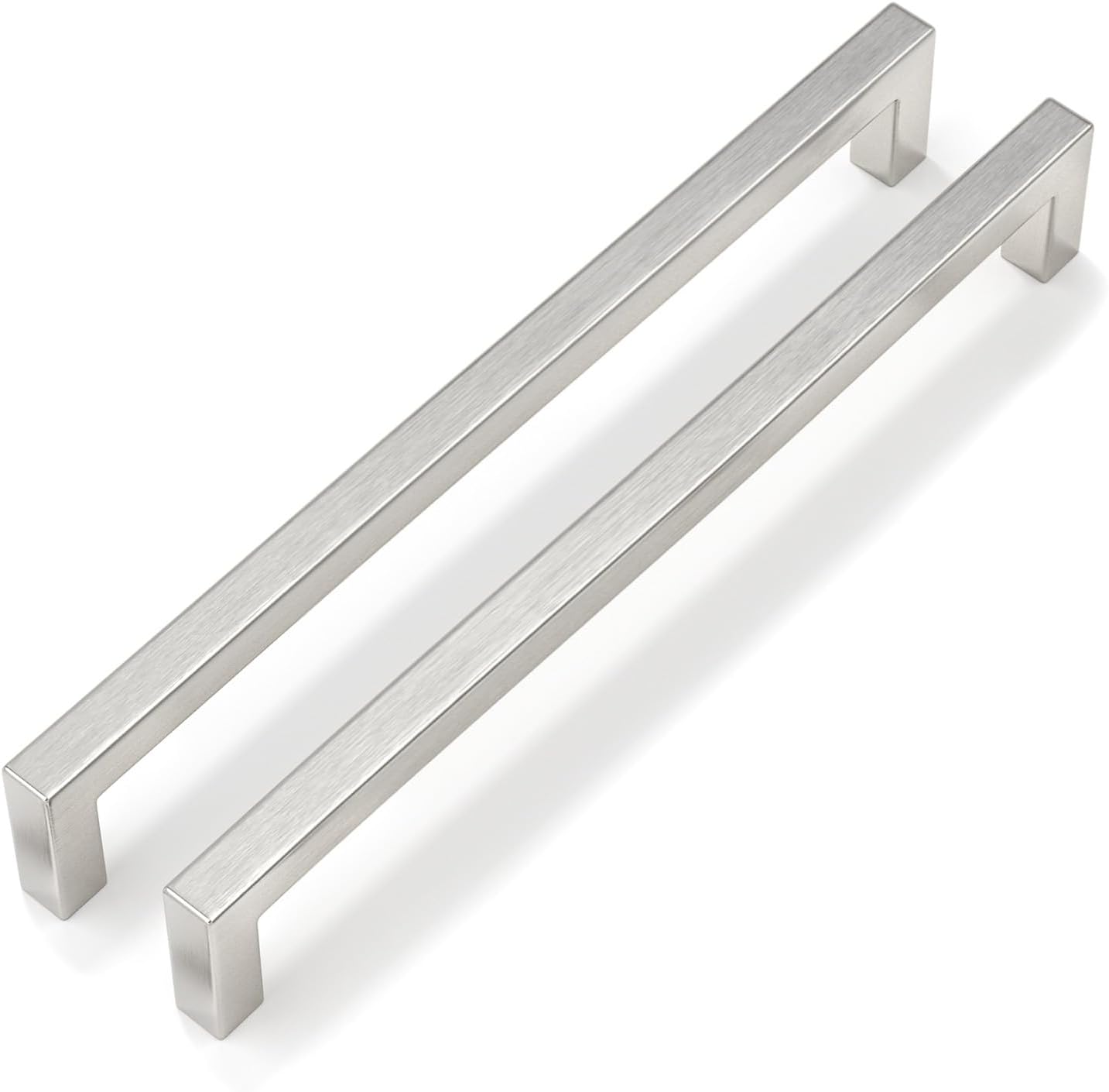 Goldenwarm 50 Pack 10 Inch Brushed Nickel Cabinet Pulls Square Drawer Handles Silver Kitchen Hardware Cupboard Dresser
