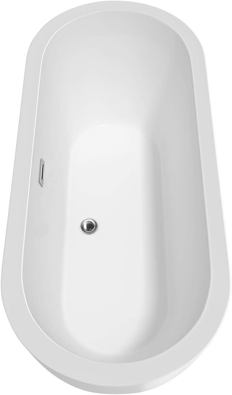 Soho 72 inch Freestanding Bathtub in White with Polished Chrome Drain and Overflow Trim
