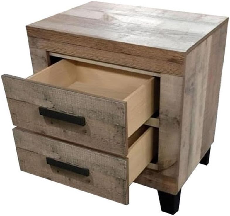 Best Quality Furniture 5 Piece Weathered Brown Pine Wood Bedroom Set in King