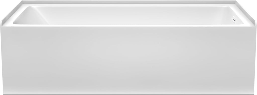 Grayley 60x30x18 Inch Alcove Bathtub in White with Right-Hand Drain and Overflow Trim in Shiny White