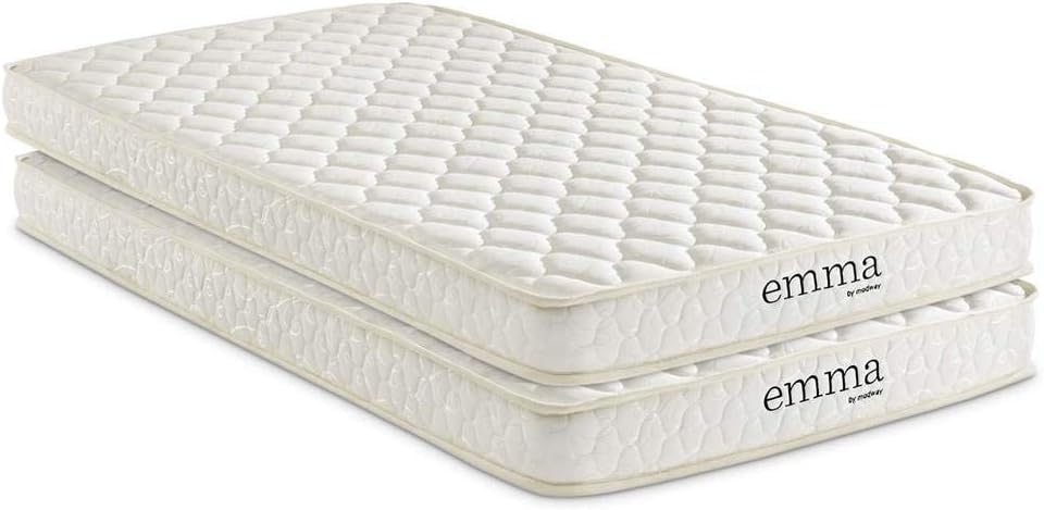 Modway Emma 6' Twin Mattress Foam Set of 2, White