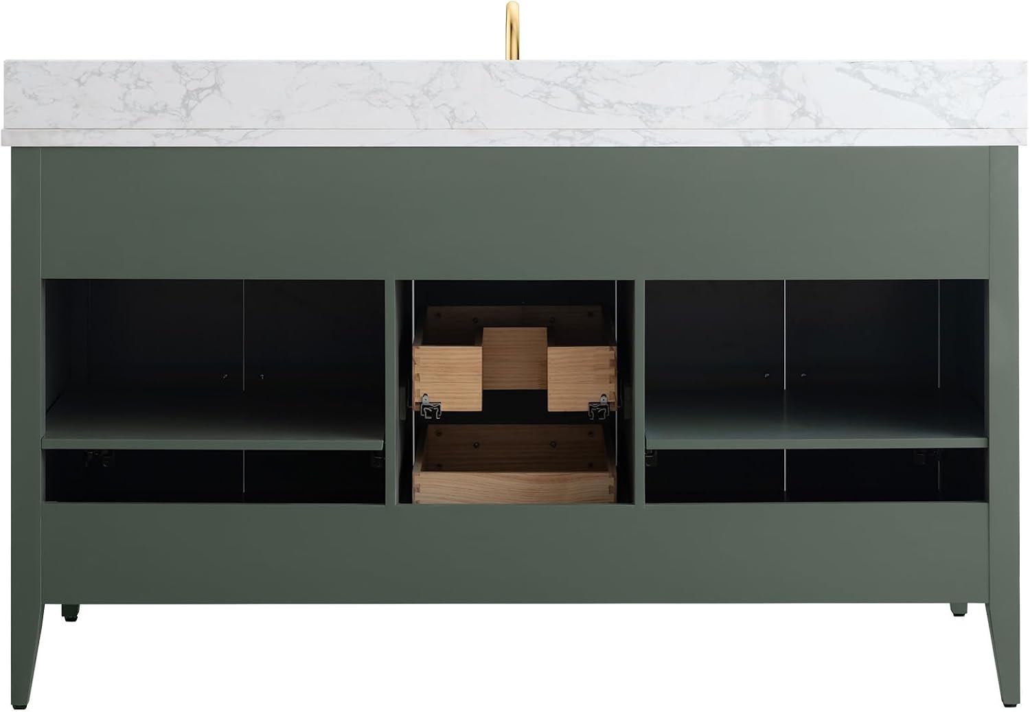 Vanity Art 60 inch Bathroom Vanity with Single Sink & Ceramic Top, Vanity Cabinet with Soft-Closing Doors, Drawers, Solid Wood Frame, Vintage Green, VA9060-SVG-BN1