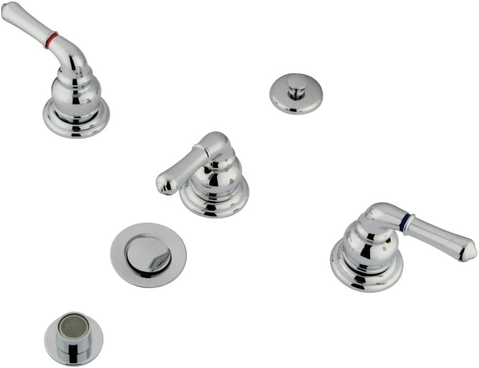 Kingston Brass KB321 Magellan Triple Handle Bidet Faucet with Magellan Lever Handles, Polished Chrome