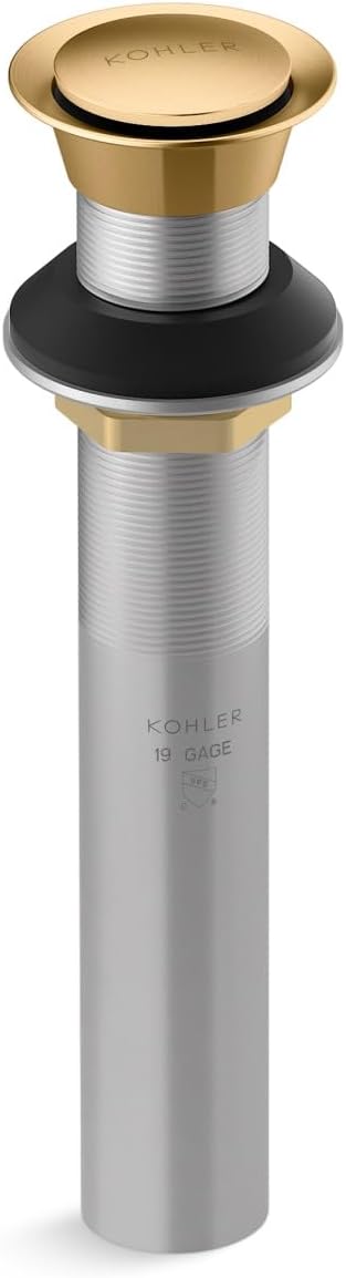 KOHLER K-33151-2MB Bathroom Sink Clicker Drain w/o Overflow, Premium Metal, Corrosion Resistant, Vibrant Brushed Moderne Brass