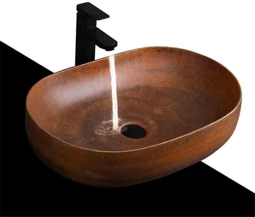 Bathroom Sinks Vintage Countertop Basin Oval Washbasin Household Bathroom with Accessories Console Sinks(