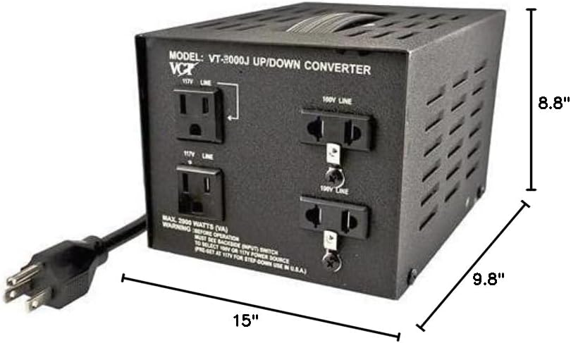 VCT VT-3000J Japanese Step Up/Down Voltage Transformer Converts Japan 100 Volts To 110V OR Vice Versa, 3000 Watt