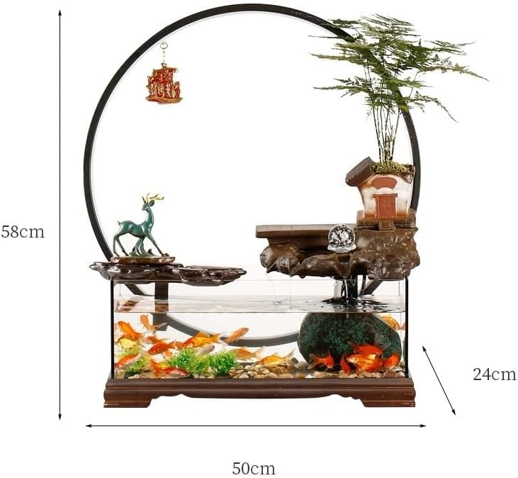 Desktop Fountain Tabletop Fountain Fish Tank Flowing Water Ornaments Circulating Water Fountain Landscape Home Living Room Office Desktop Decoration Waterfall Fountain(B)