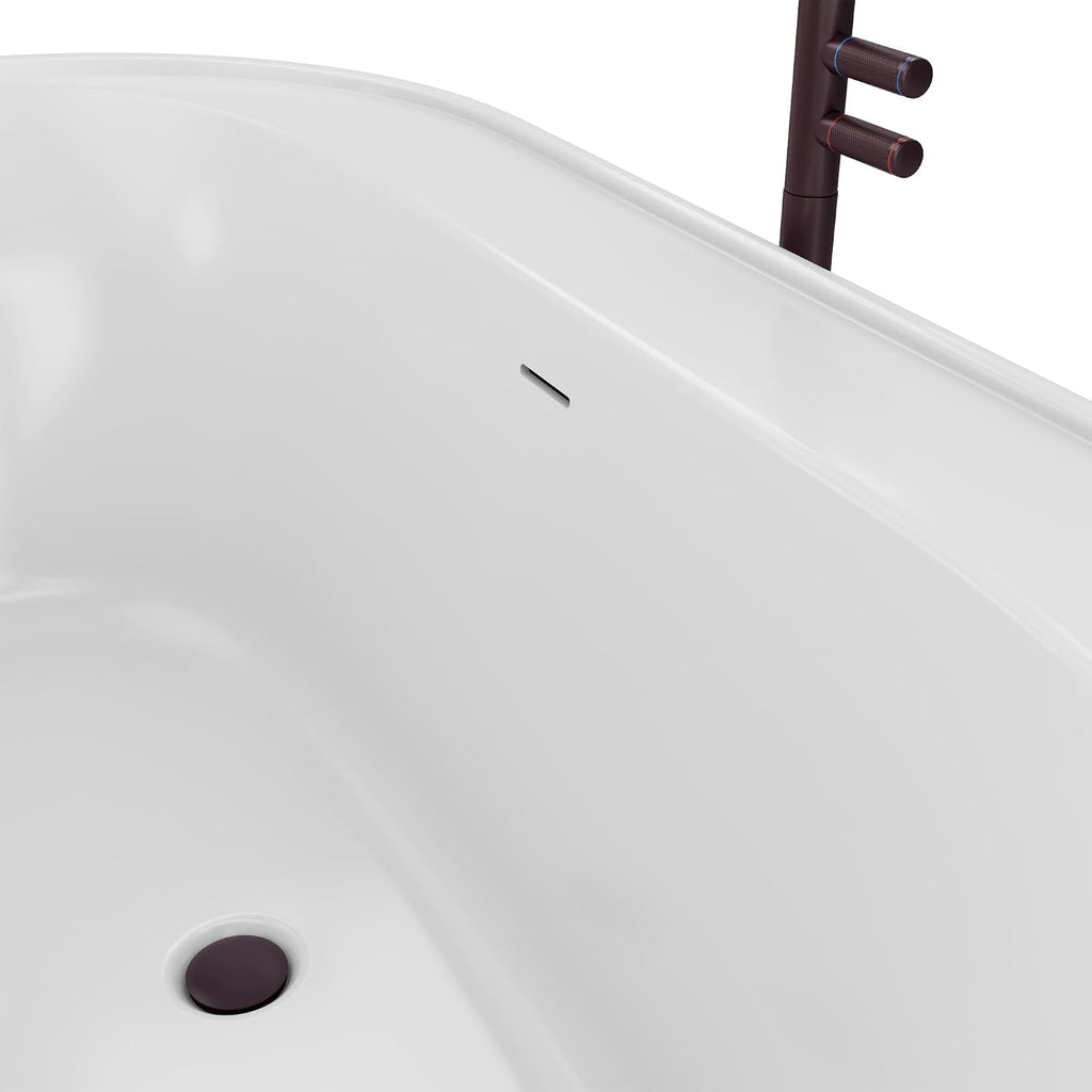 DreamLine Essence 60 1/4 inch L x 34 1/4 inch W x 23 5/8 inch H Freestanding Acrylic Bathtub with Oil Rubbed Bronze Drain