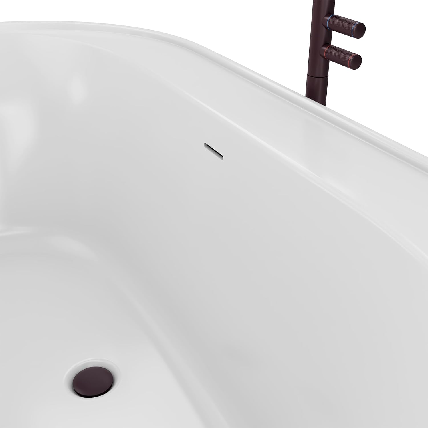 DreamLine Essence 60 1/4 inch L x 34 1/4 inch W x 23 5/8 inch H Freestanding Acrylic Bathtub with Oil Rubbed Bronze Drain