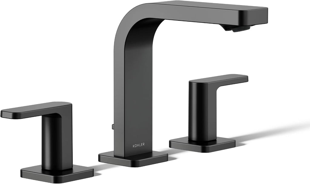 Kohler K-23484-4K-BL Parallel Widespread Bathroom Sink Faucet, 1.0 GPM, Lever Handles, Matte Black