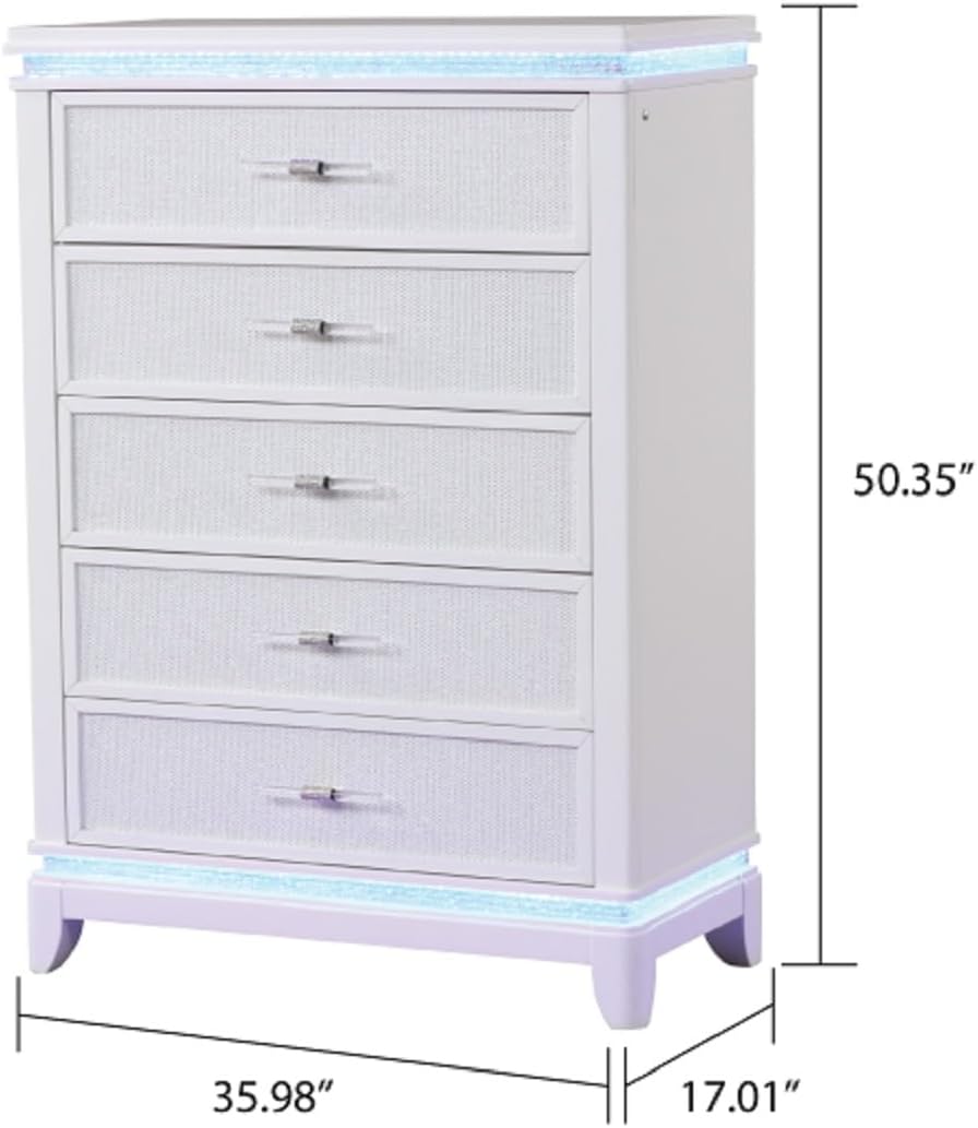 King 5 Pc Bedroom Set in Milky White