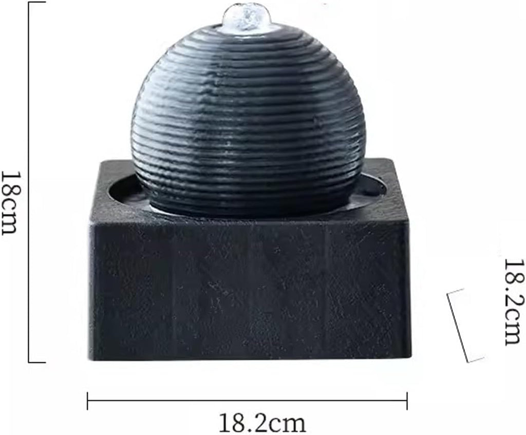 GRFIT Tabletop Fountain Living Room White Desktop Small Flowing Water Modern and Minimalist Office Circular Fountain Decorations Plastic Desktop Fountain Desktop Fountain (Color : Black)