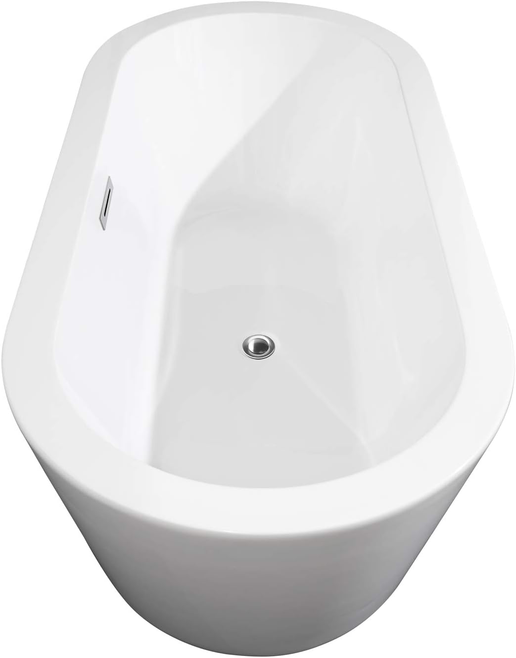 Mermaid 67 inch Freestanding Bathtub in White with Polished Chrome Drain and Overflow Trim