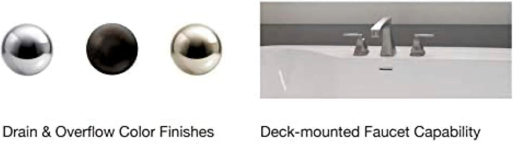 Carver Tubs - Aiden 65' - Modern White Spacious Freestanding Soaking Bathtub - Modern Acrylic Fiberglass With Oil Rubbed Bronze Drain - Two Person Contemporary Oval Bath Tub - 65″L x 29'W x 22'H