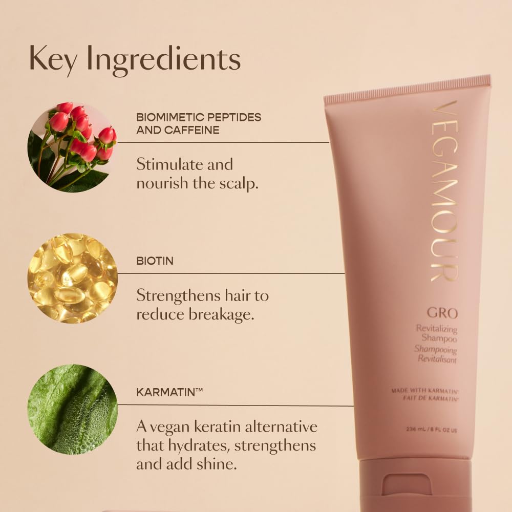 Vegamour The Everyday Kit Includes GRO Revitalizing Shampoo & Conditioner and GRO Dry Shampoo for Thinning Hair