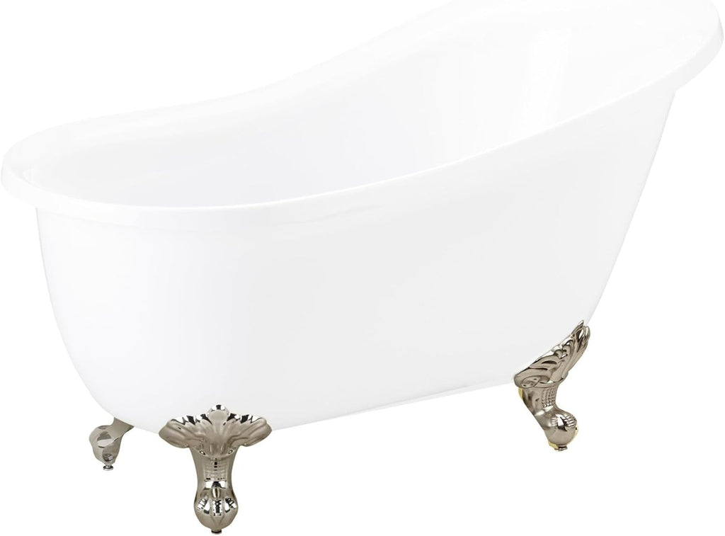 Signature Hardware 479949 Ultra 55' Acrylic Slipper Clawfoot Tub with Integrated Overflow, Rolled Rim and Imperial Feet - Less Drain Assembly