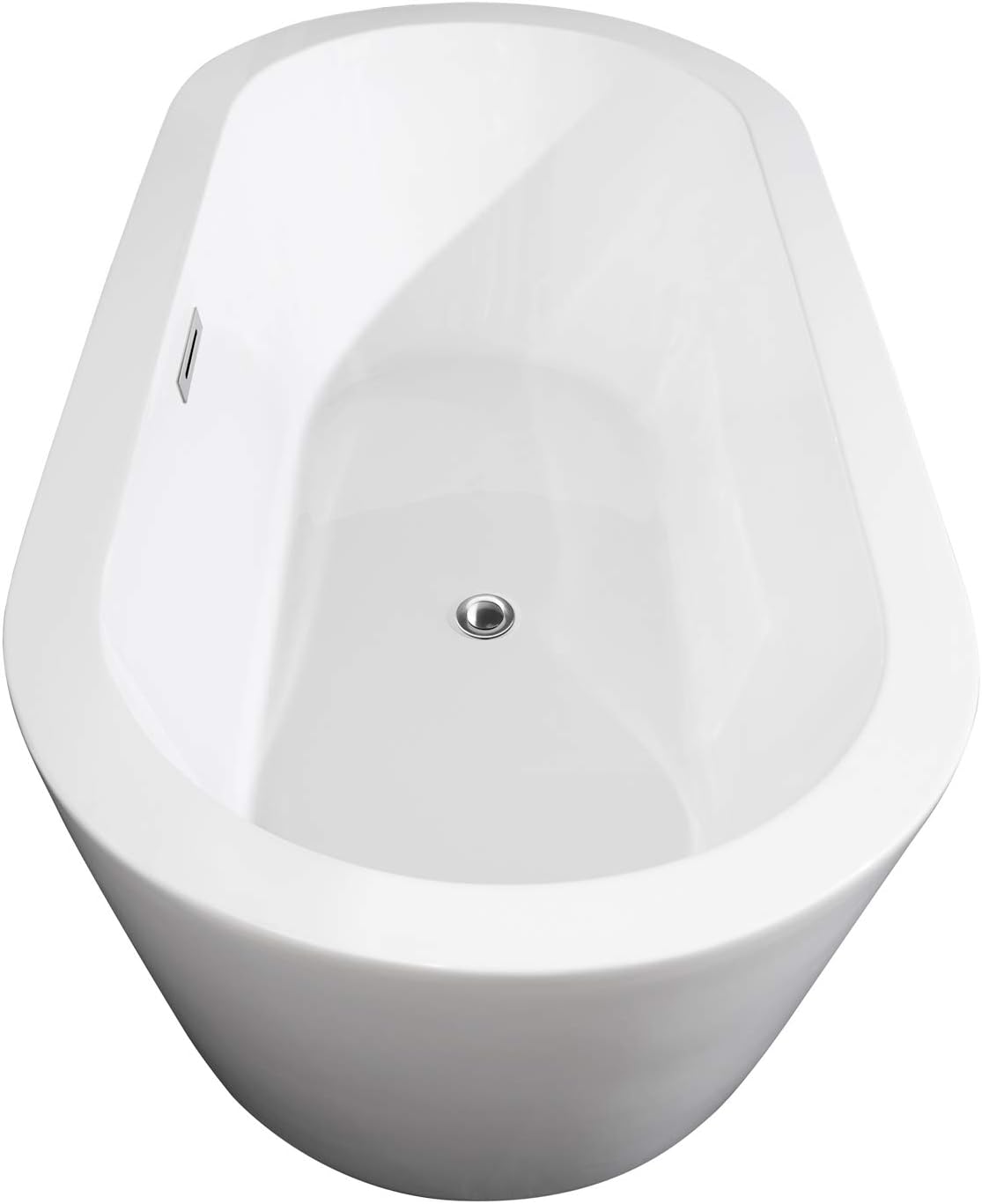 Mermaid 71 inch Freestanding Bathtub in White with Polished Chrome Drain and Overflow Trim
