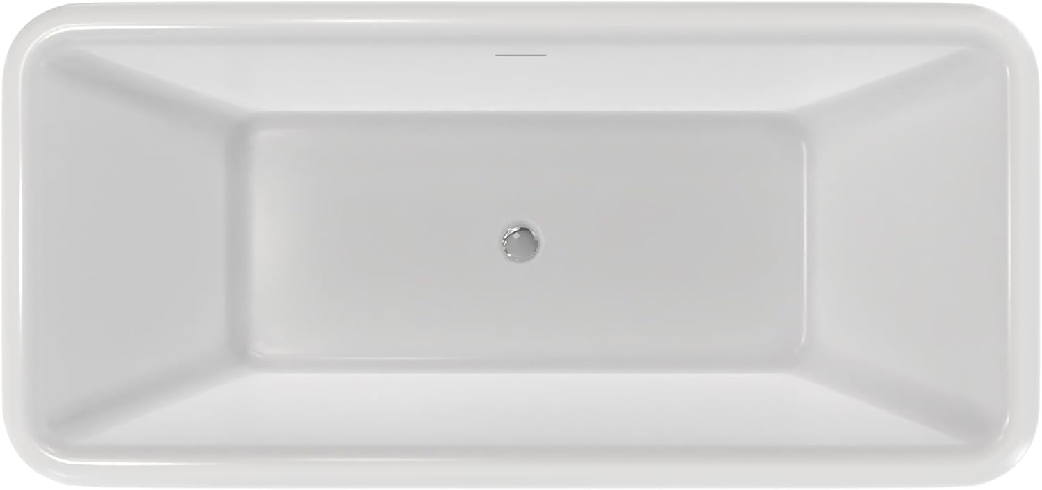 Crest 67 in. L x 31-1/2 in. W x 24-1/2 in. H Freestanding Acrylic Bathtub, Chrome Drain
