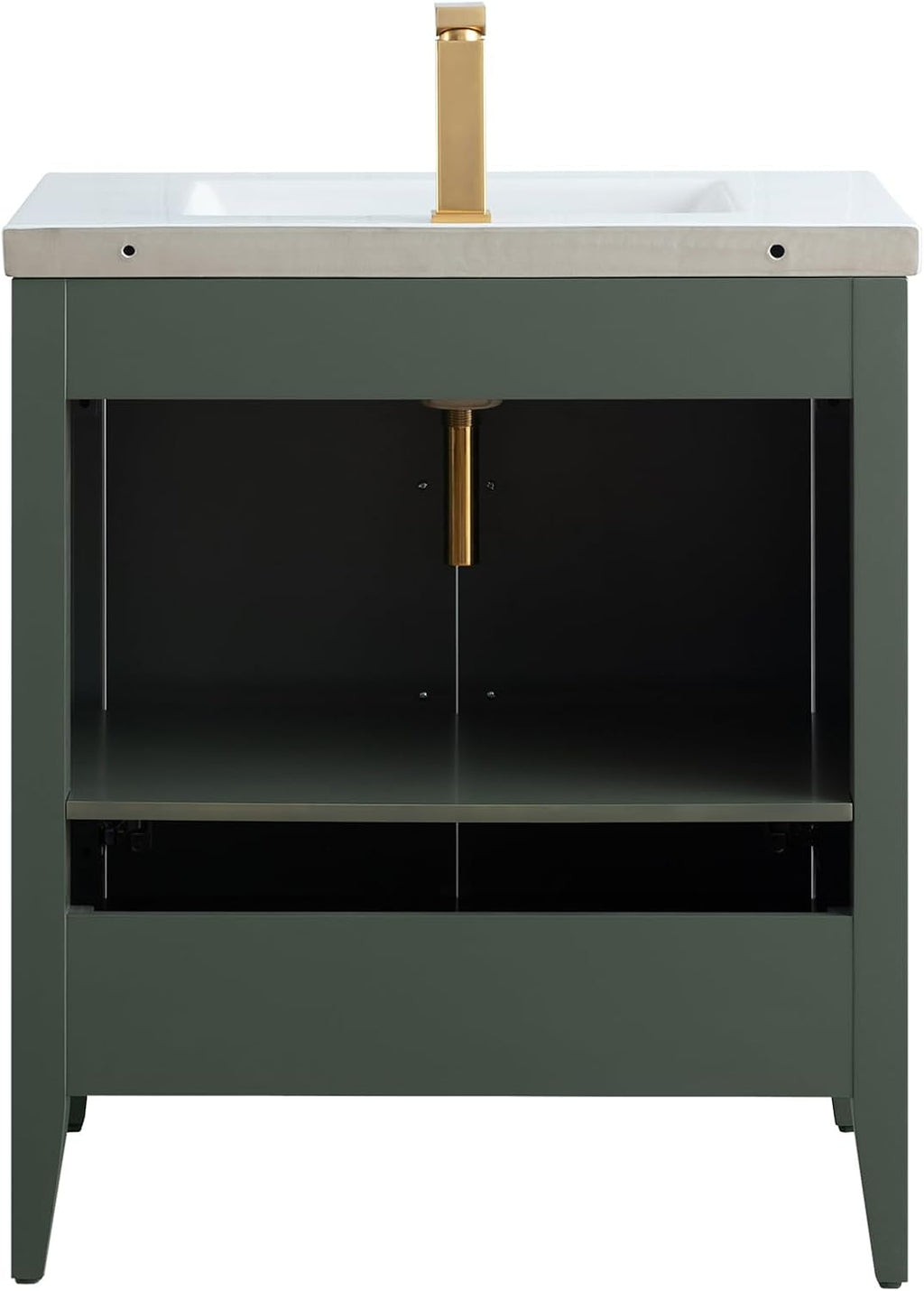 Vanity Art 30 inch Bathroom Vanity with Single Sink & Ceramic Top, Vanity Cabinet with Soft-Closing Doors, Solid Wood Frame, Vintage Green, VA9030-VG-BN1