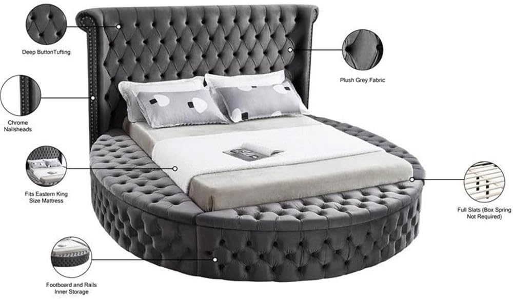 Home Square 3-Piece Set with Luxus Gray Velvet King Bed & 2 Bali Nightstands