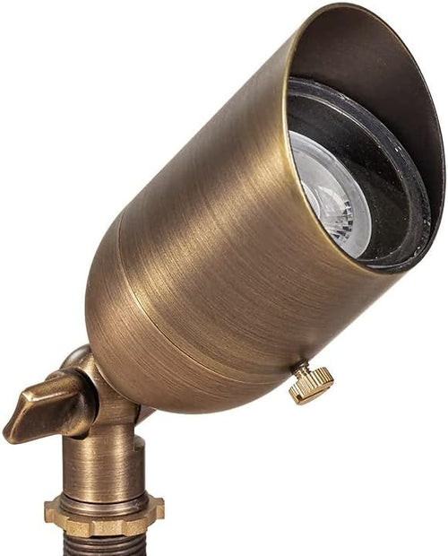 12V Brass LED Landscape Lighting Kit (6 Outdoor Spotlights, 2 Path Lights) with 100W Low Voltage Transformer for House, Yard, Lawn, Pathway, Walkway, Garden, Driveway or Patio