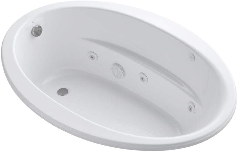 KOHLER K-1162-S1-0 Sunward ExoCrylic Drop-In Whirlpool with End Drain, White, 60 x 42-Inch