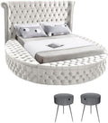 Home Square 3-Piece Set with Luxus Cream Velvet King Bed & 2 Bali Nightstands