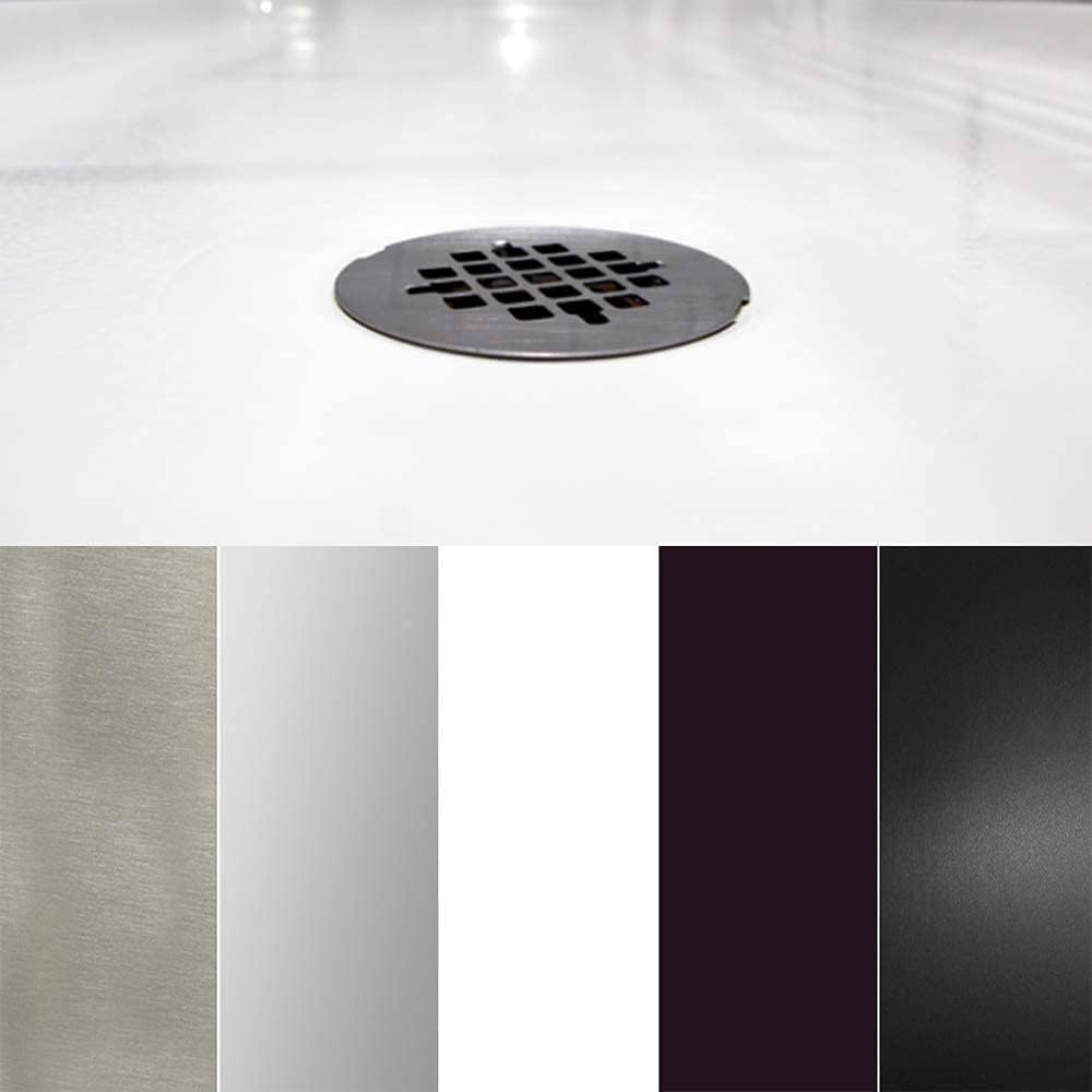 Westbrass D206B-5-62 2' No-Caulk Brass Compression Shower Drain with 4-1/4' Round Grid Cover, 5-Pack, Matte Black, 5 Count