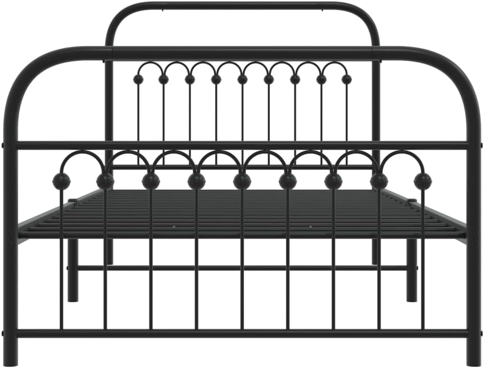 Twin Bed Frame Black Steel Platform Style 39.4x78.7 Inch Single Bed Frame with Headboard and Footboard for Bedroom