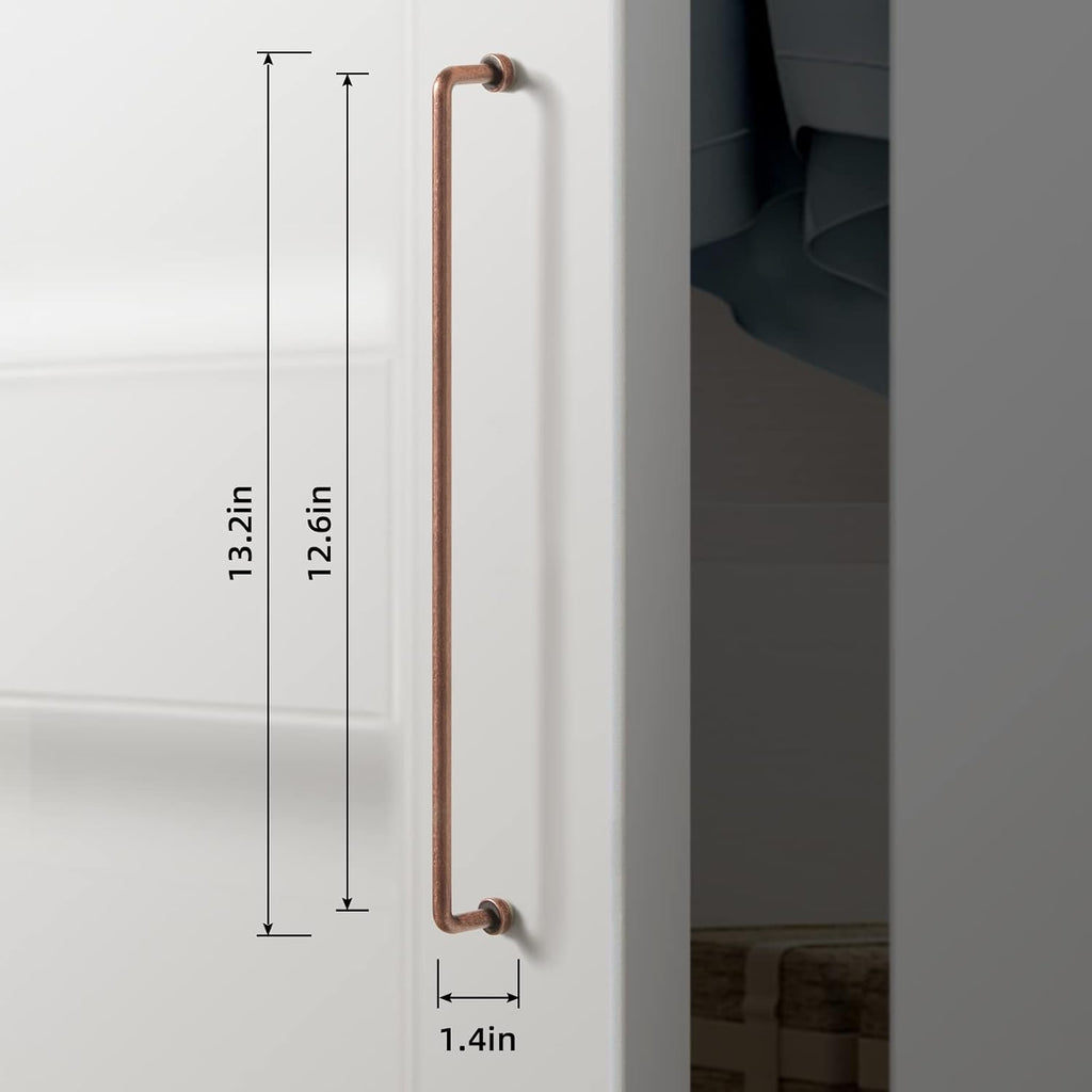 Goo-Ki 6 Pack 12 5/8'' Center to Center Antique Copper Cabinet Bar Pulls Vintage Drawer Handles Closet Classic Retro Home Kitchen Improvement Hardware