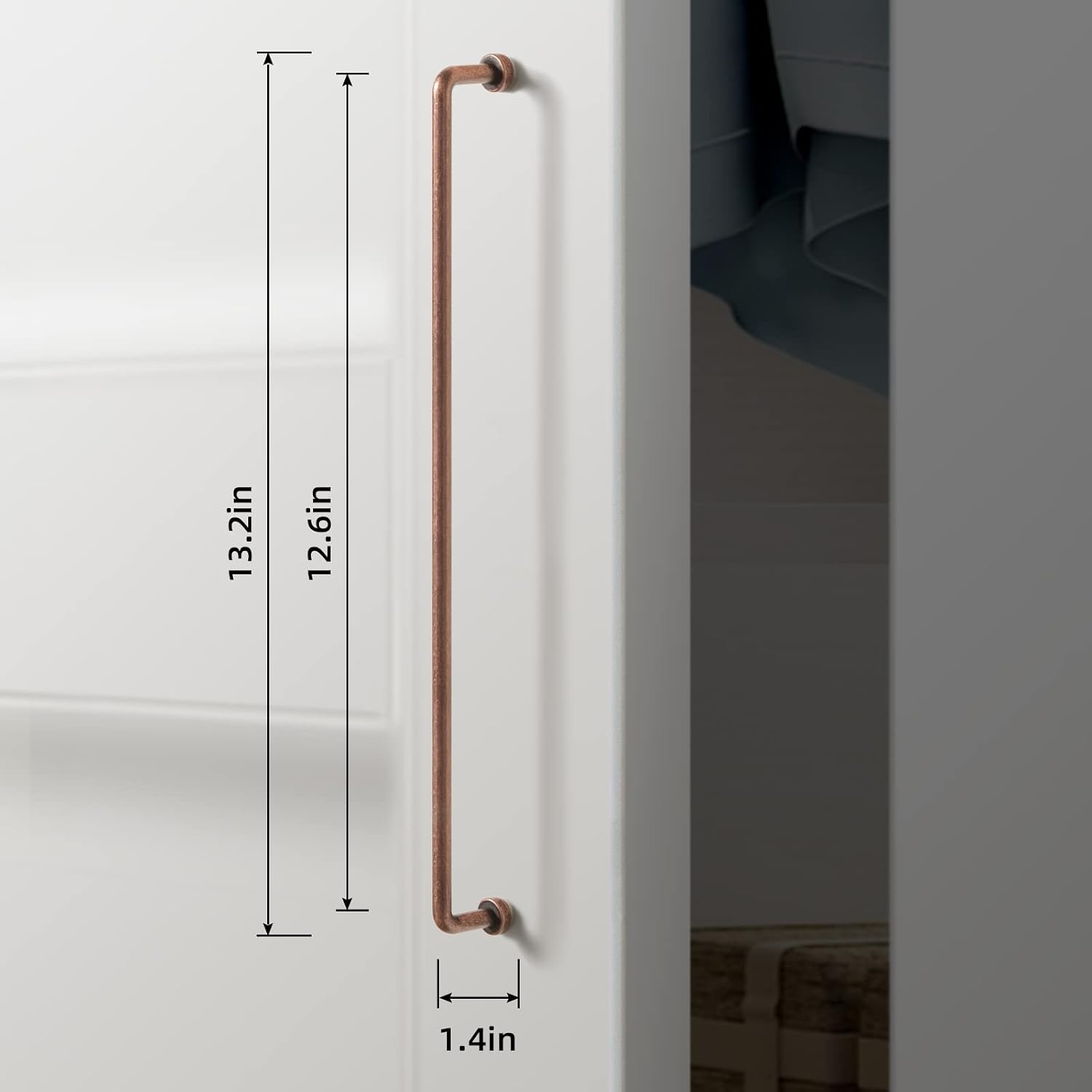 Goo-Ki 6 Pack 12 5/8'' Center to Center Antique Copper Cabinet Bar Pulls Vintage Drawer Handles Closet Classic Retro Home Kitchen Improvement Hardware