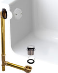 Westbrass A326-26 22-1/2' Brass Bath Waste & Overflow Assembly with Tip-Toe Drain Plug and 2-Hole Faceplate, Polished Chrome