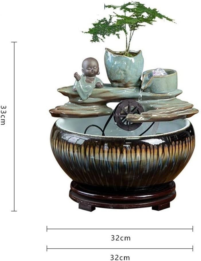 Desktop Fountain Tabletop Fountain Ceramic Fish Tank Relaxing Ambiance for Home and Office Decor