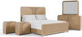 Furniture of America Tissen Modern Solid Wood 5-Piece King Bedroom Set with USB Ports, Reeded Panels, Curved Edges and Beveled Mirror, Box Spring Needed, Natural