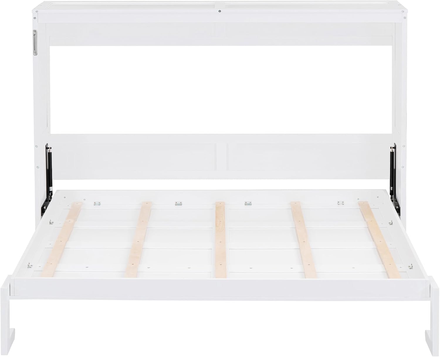 Merax Modern Farmhouse Solid Wood Murphy Bed Chest/Space Saving/Wood Slat Support/Queen,White