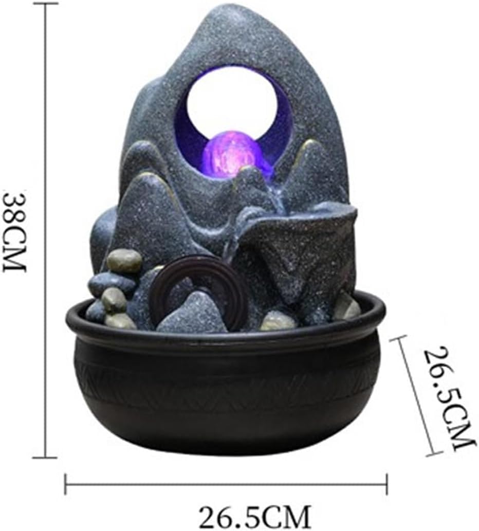 Tabletop Fountain Tabletop Water Fountain with Rolling Ball LED Light Feng Shui Tabletop Fountain for Home Office Decor