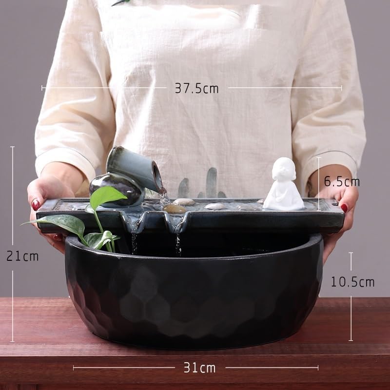 Tabletop Fountains Desktop Fountain Ceramic Water Ornaments Desktop Fish Tank Humidifier Fountain Living Room Zen Ornaments Indoor Tabletop Water Fountain