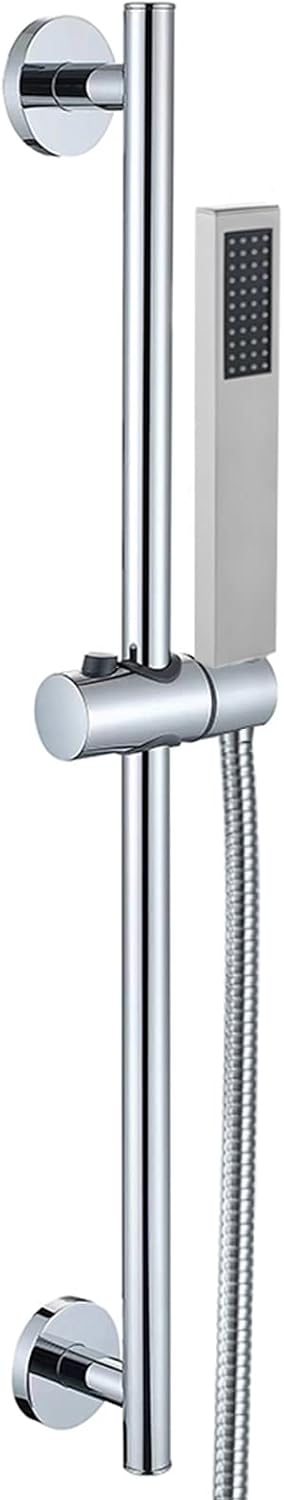 Shower Slide Bar with Handheld Shower, 304 Stainless Steel Slide Bar Adjustable Holder with 59 Inch Shower Hose Wall Mounted Slide Bar Holder Set,Chrome (Chrome)