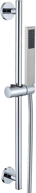 Shower Slide Bar with Handheld Shower, 304 Stainless Steel Slide Bar Adjustable Holder with 59 Inch Shower Hose Wall Mounted Slide Bar Holder Set,Chrome (Chrome)