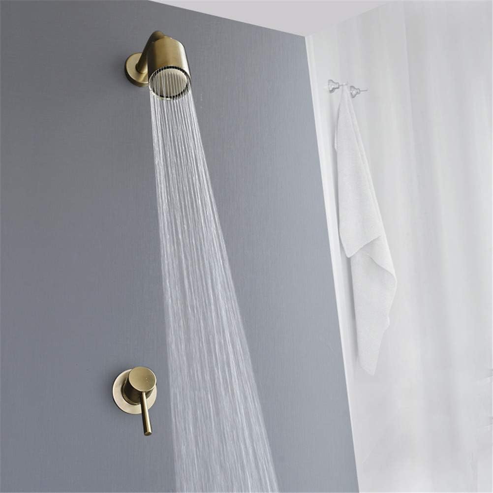 Bathroom Shower Faucet Set in-Wall Copper Brushed Gold/Black/Chrome Shower Head Concealed Shower Set Bath Spray Rainfall Shower System,Gold