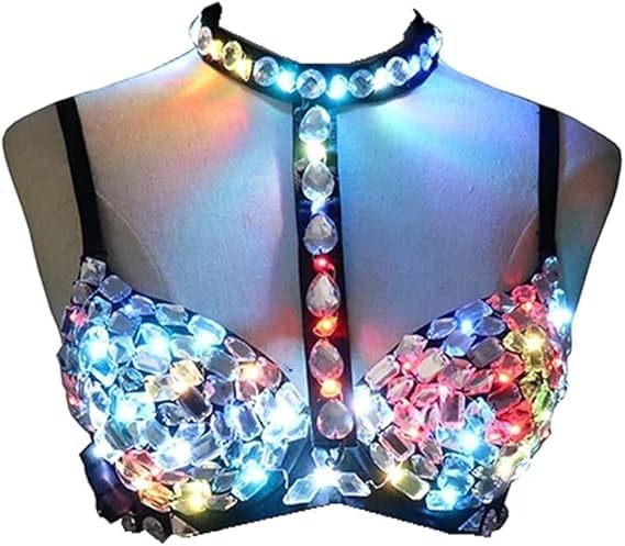 Nightclub Ds Sexy LED Bra Colorful Flash Diamond DJ Singer Dance Light-up Bra Event&Party Supplies Multicolor