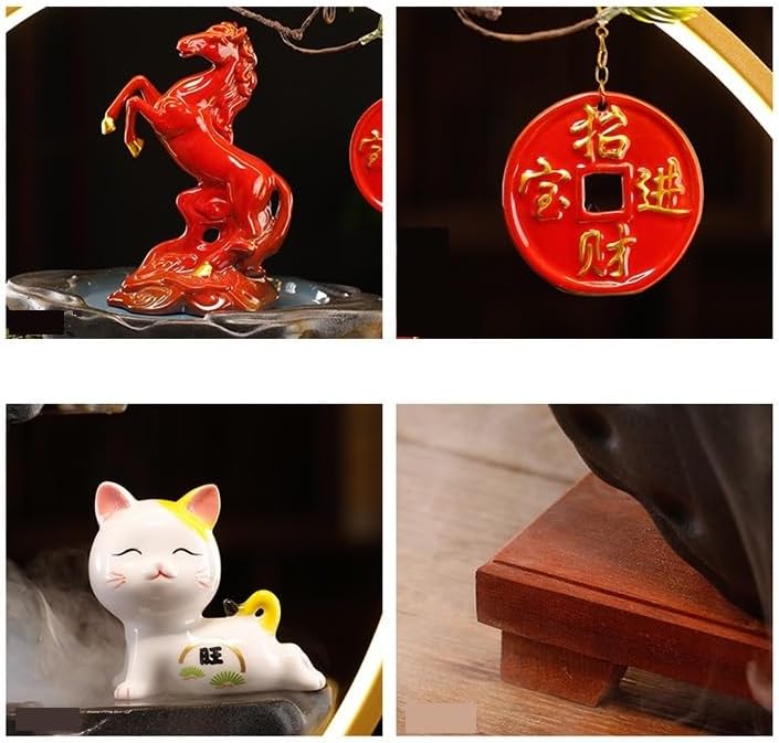 Tabletop Fountains Chinese Style Ceramic Water Flow Wealth Ornaments Creative Living Room Home Decorations Desktop Waterfall Fountain Indoor Tabletop Water Fountain