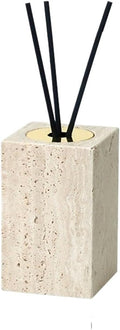 Bathroom Soap Dispenser Set Beige Travertine Bathroom Accessories Set Natural Marble Soap Dispenser Reed Diffuser Vanity Tray Kit(Color-09)