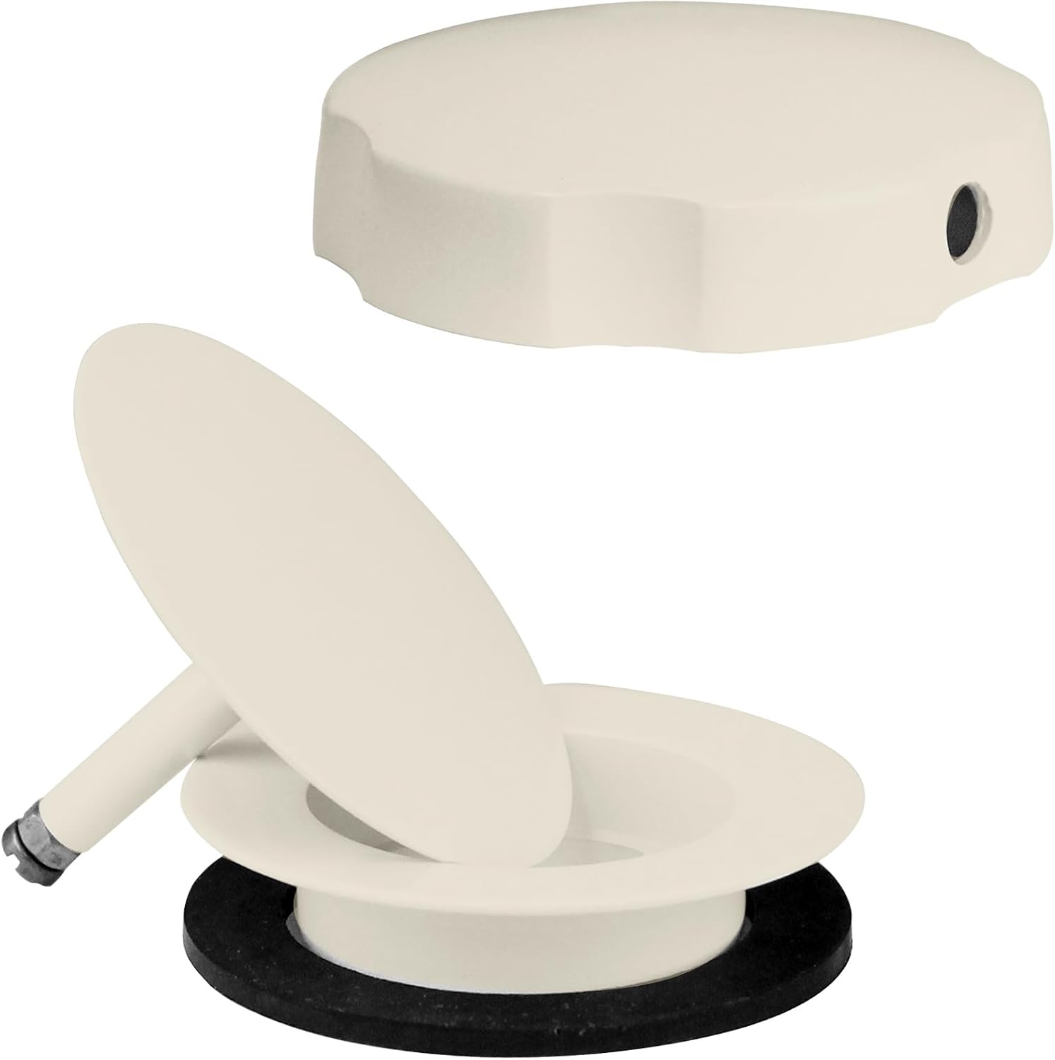 Westbrass A50A35-65 35' SCH. 40 ABS Cable Driven Bath Drain Trim Kit with Rotary Overflow Cover Knob and Pop-Up Stopper, Biscuit