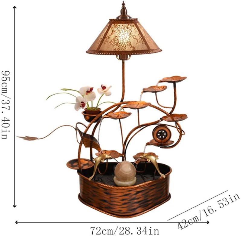 Small Fountain Indoor Copper Flowing Water Fountain Interior Decoration Waterfall Fountain Home Floor Large Waterscape Handicraft Ornaments Tabletop Fountains(C)