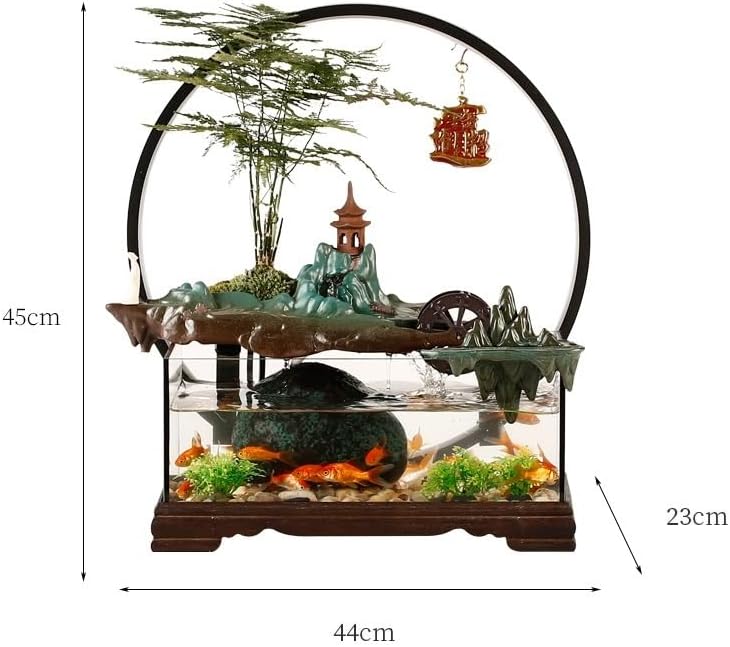 Desktop Fountain Tabletop Fountain Fish Tank Flowing Water Ornaments Circulating Water Fountain Landscape Home Living Room Office Desktop Decoration Waterfall Fountain(A)