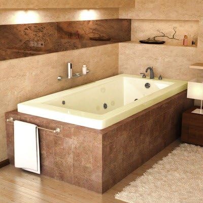 Guadeloupe 36 x 66 x 23' Rectangular Whirlpool Jetted Bathtub Color/Trim: Biscuit / Polished Brass, Options: Tile Flange, Drain: Left