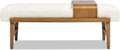 Jennifer Taylor Home Billie 52' Modern Telephone Bench with Sliding Shelf, Ivory White Boucle