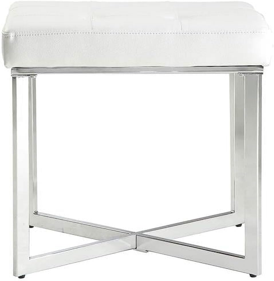 212 Main Summer Vanity Bench - White & Chrome - 20 x 16 x 19 in.